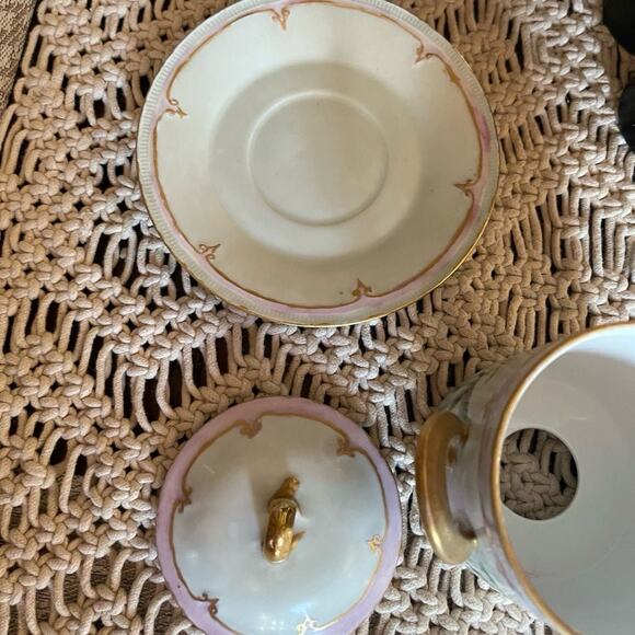 Zeh Scherzer & Co. ZS and Co. pink floral condensed milk container and plate - Picture 9 of 12